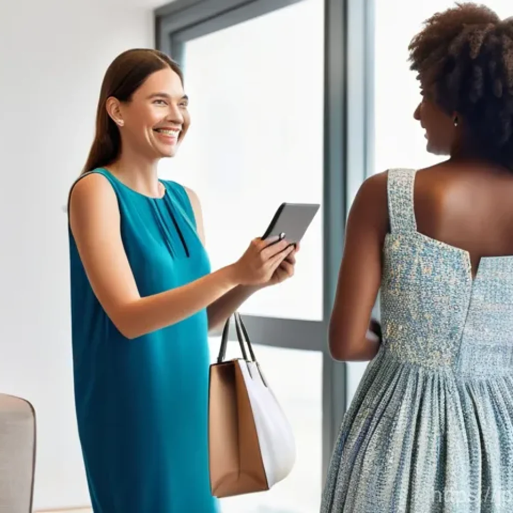 비즈니스 모델로서의 공유경제 - **Prompt:** A vibrant, well-lit scene depicting a stylish woman in her early 30s, dressed in a chic ...